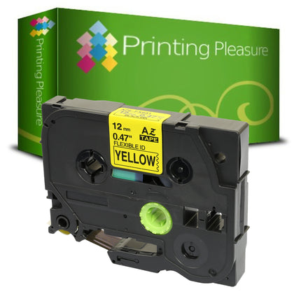 TZeFX631 Black on Yellow (12mm x 8m) Flexible Tape compatible with Brother P-Touch - Printing Pleasure