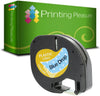 Compatible with Dymo LetraTag Black on Blue Drop (12mm x 4m) Plastic Label Tape - Printing Pleasure